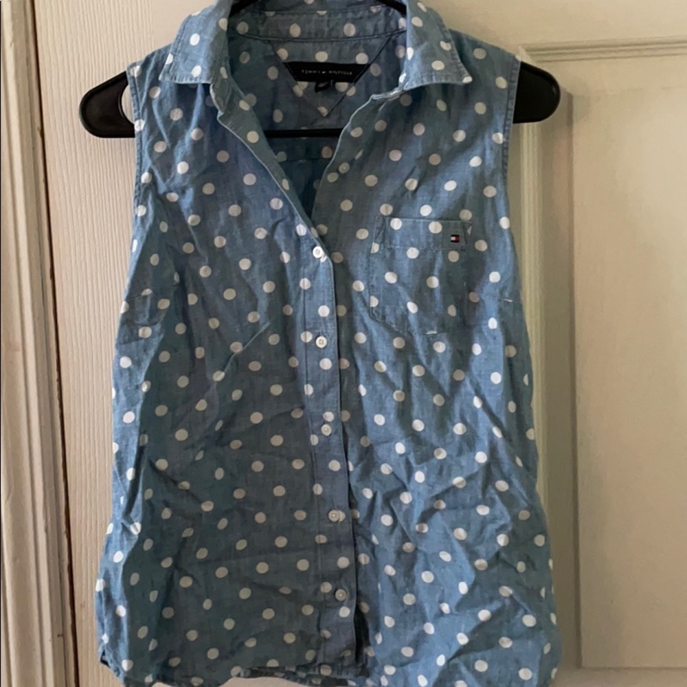 Linen button up tank